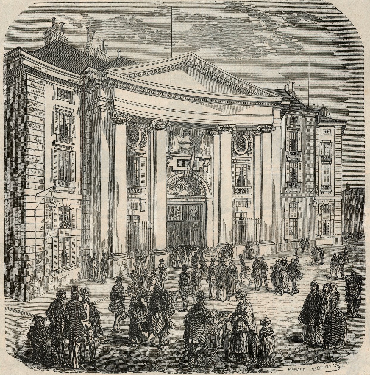 Außenansicht der Juristischen Fakultät, Place du Panthéon in Paris - Gravur in "Tableau-de-Paris" von Edmond Texier 1852 von French School