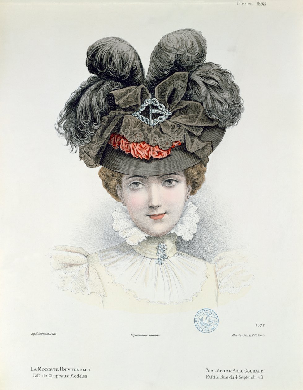 Modeplatte aus La Modiste Universelle, Februar 1898 von French School
