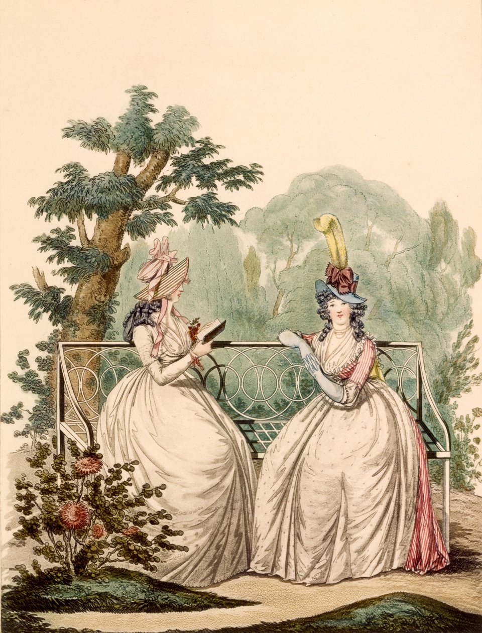 Modeplatte von Damen in Sommerkleidern - Modes Anglaises, 1794 von French School