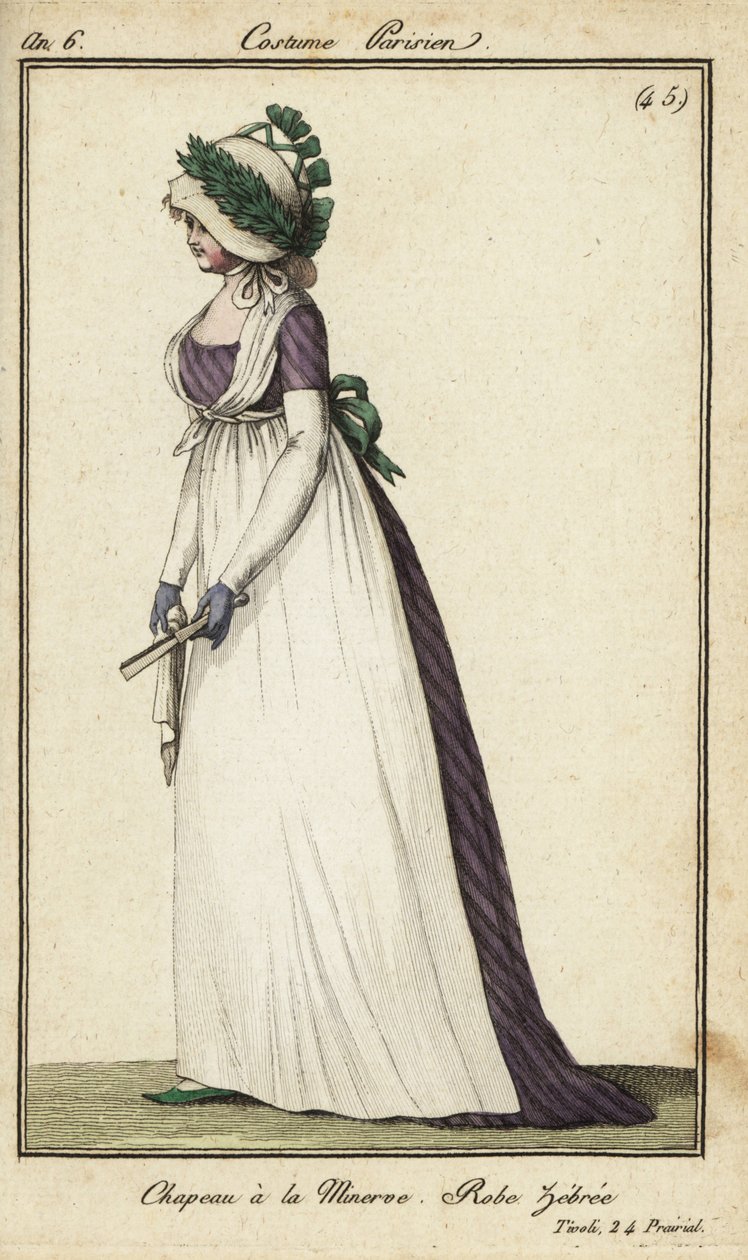 Modische Frau mit Minerva-Hut in den Tivoli-Gärten von French School