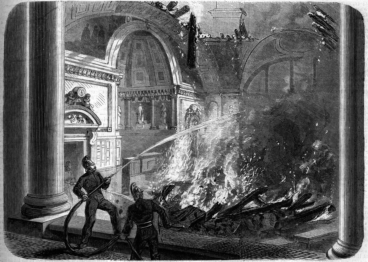 Brand der Senatskammer, Palais du Luxembourg, Paris, 27. Oktober von French School