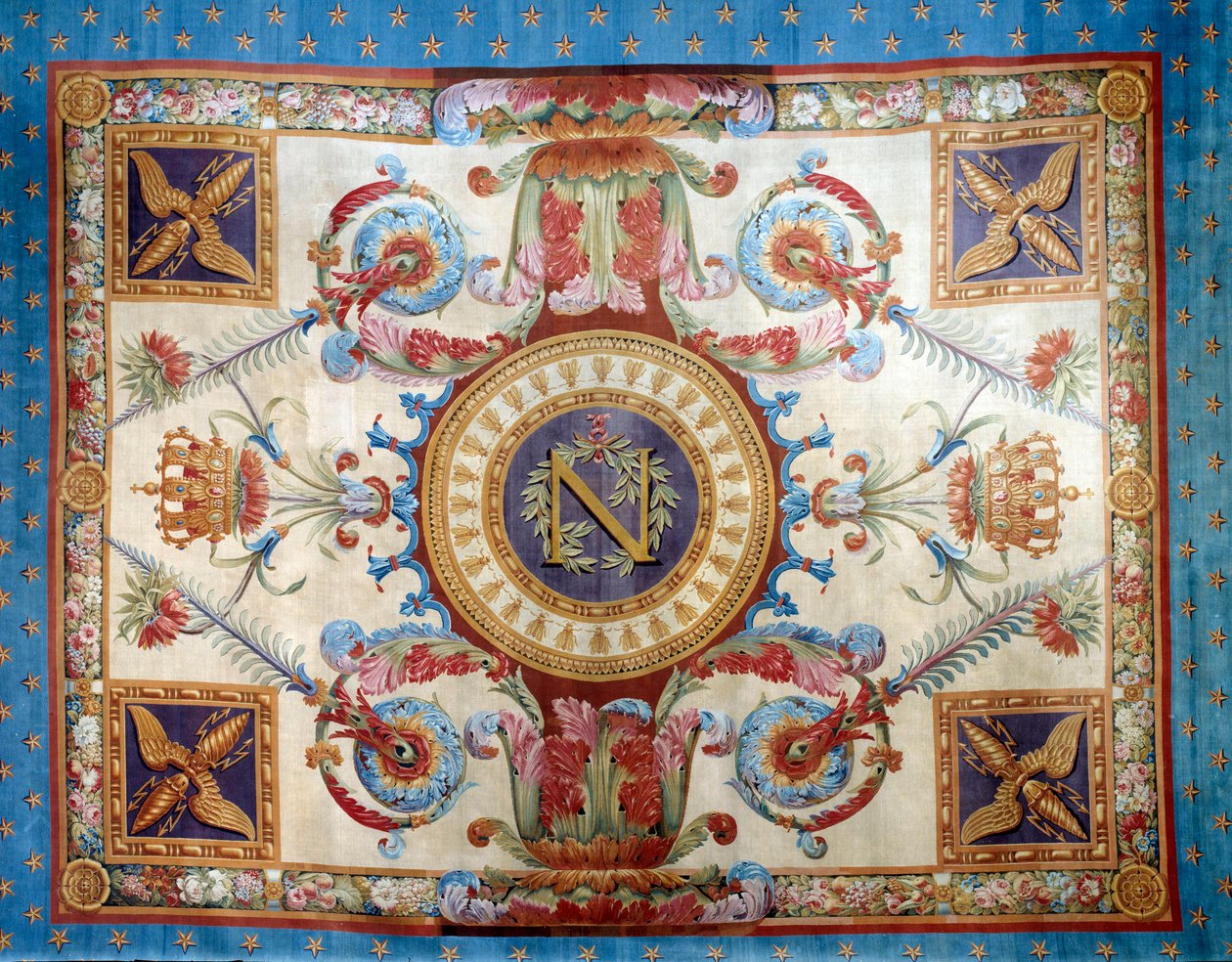 Erstes Kaiserreich: Teppich des Thronsaals im Palais des Tuileries hergestellt in der Seifenfabrik. Maße 7,80 x 6,40 m. 1809 Malmaison, Schlossmuseum von French School