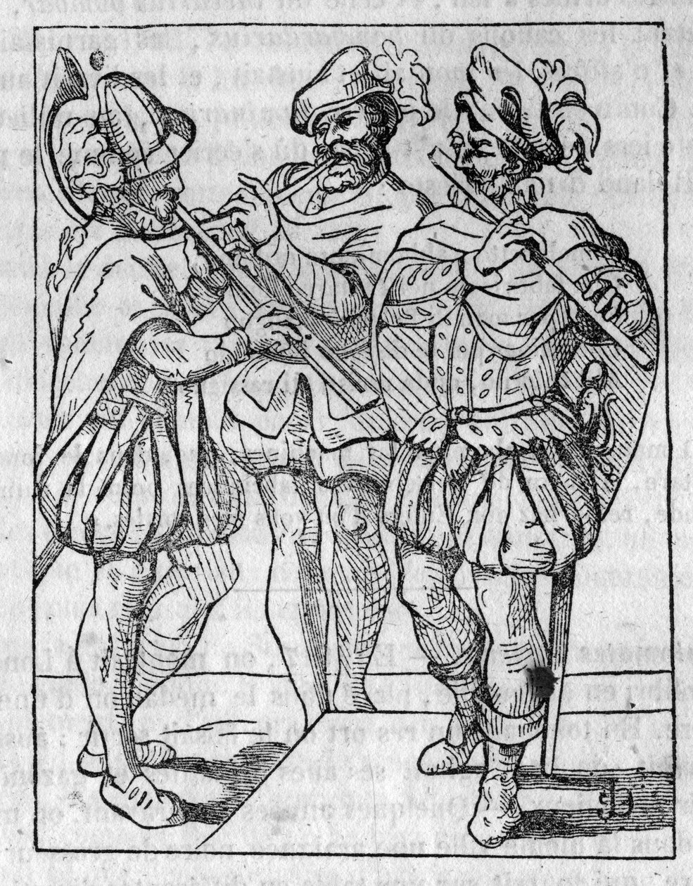 Flöten- und Trompetenspieler im 16. Jahrhundert. von French School