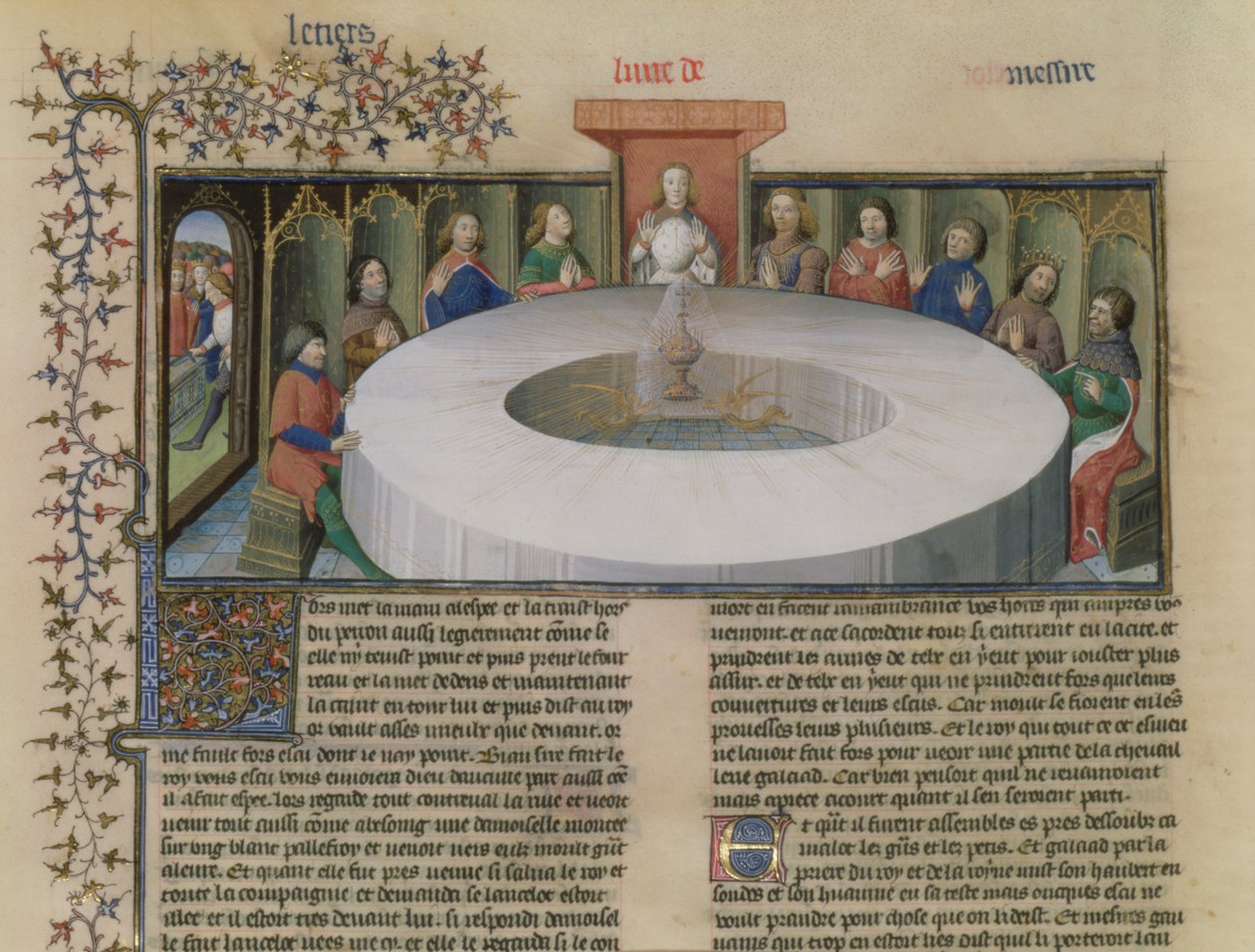 Fr.120 f.524v Die Ritter der Tafelrunde aus der Geschichte von Lancelot, aus La Quite de Saint Graal von French School