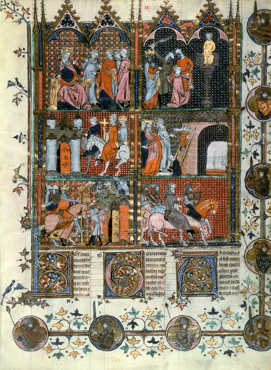 Die Kreuzzüge: Die Einnahme Jerusalems durch die Türken und das Massaker an den Christen, aus Le Roman de Godefroi de Bouillon von French School
