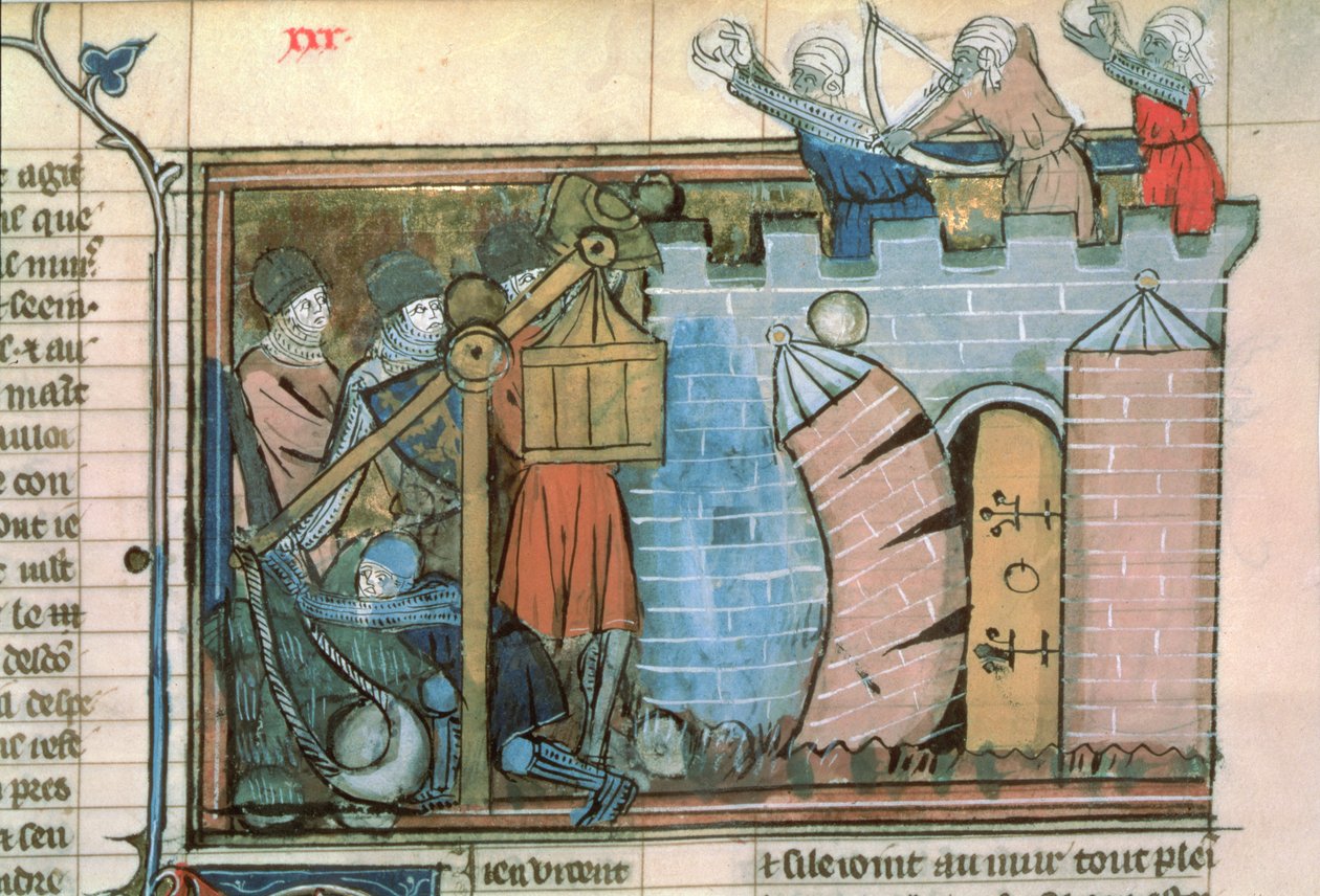 Ein Angriff auf eine Stadt während der Kreuzzüge, aus Le Roman de Godefroi de Bouillon von French School