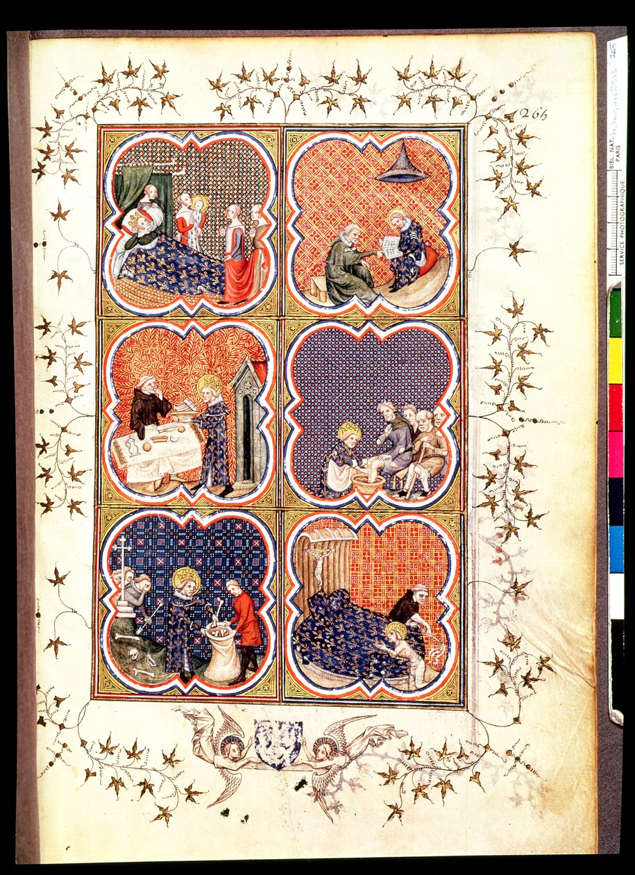 Sechs Szenen aus dem Leben von Saint Louis (1215-70), aus den Grandes Chroniques de France, 1375-79 von French School