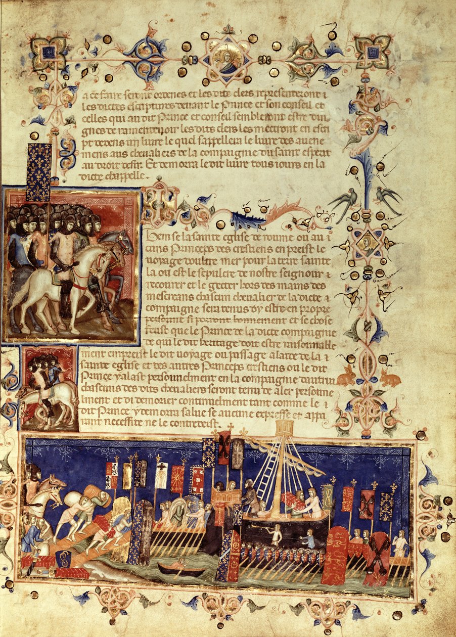 Abreise zu den Kreuzzügen, 1352 von French School