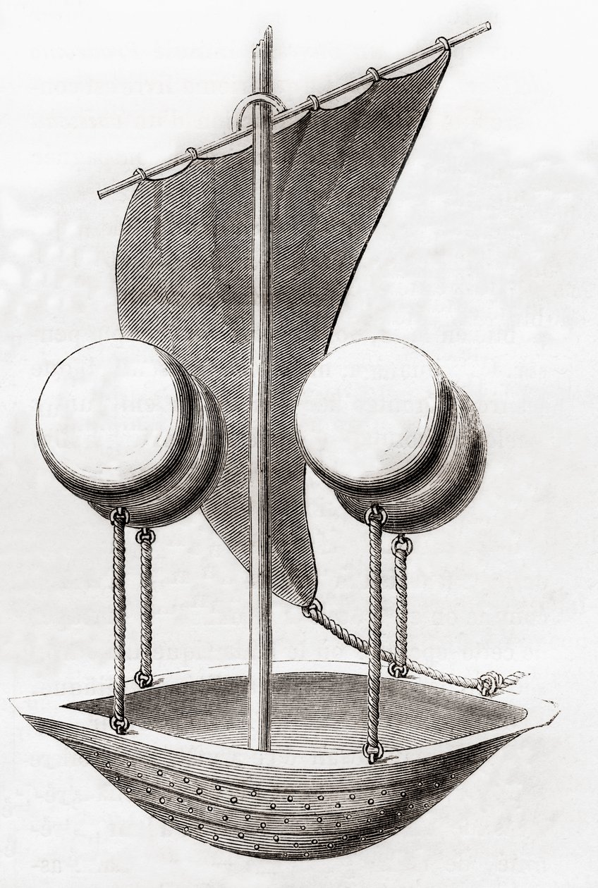 Francesco Lana de Terzis Flugbootkonzept um 1670, aus 