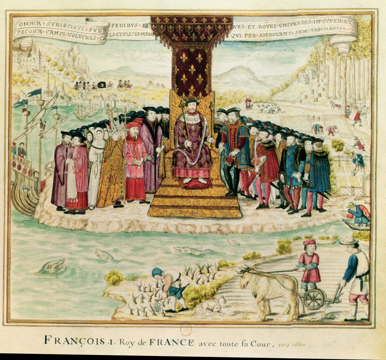 Franz I. (1494-1547) umgeben von seinem Hof, ca. 1630 von French School