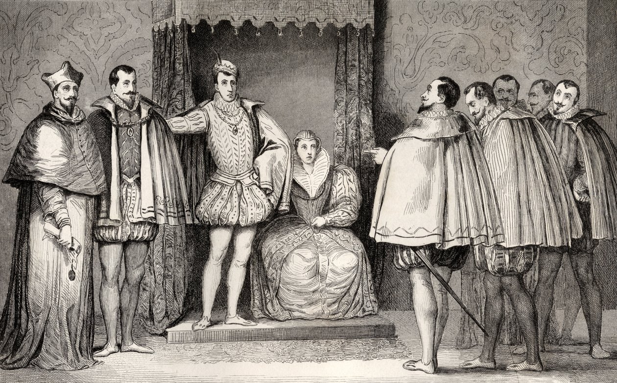 Francois II (1544-60) erklärt den Parlamentsabgeordneten, dass der Herzog von Guise und der Kardinal den Staat regieren werden, aus 