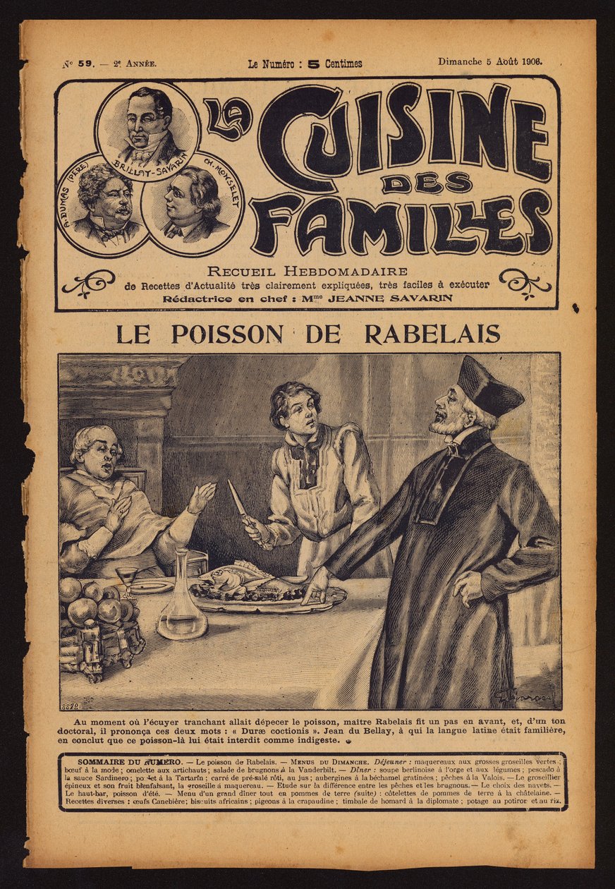 Francois Rabelais warnt Kardinal Jean du Bellay, keinen Fisch zu essen von French School