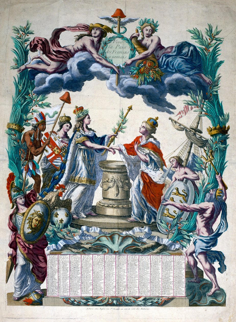Französische Allegorie, die den Vertrag von Paris illustriert von French School