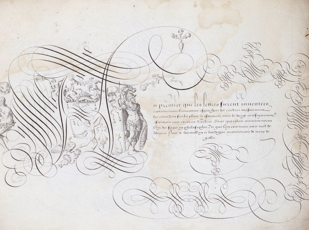Französische Kalligraphie: Der Garten des Schreibens von Robert Vignon um 1600. Historische Bibliothek der Stadt Paris von French School