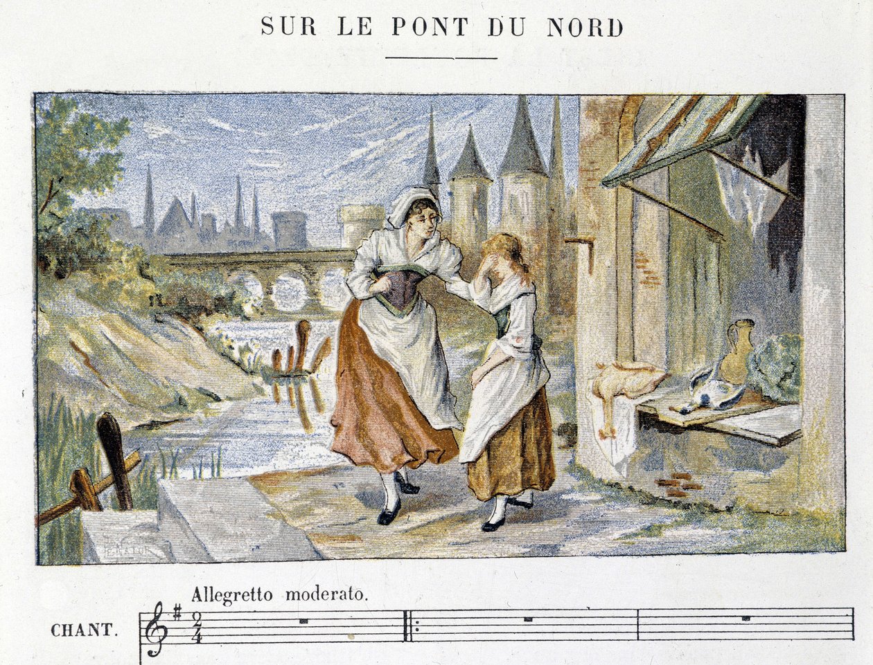 Französisches Volks- und Volkslied: „Sur le pont du Nord“, n.d. von French School