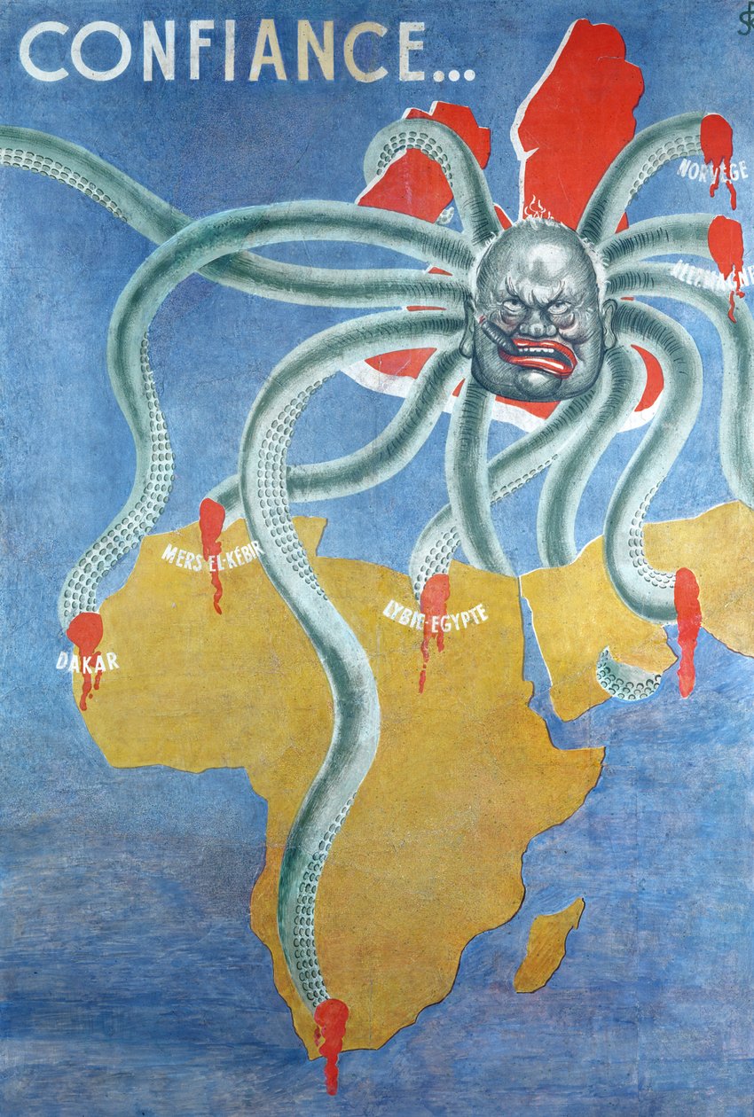 Französische Propaganda, wahrscheinlich in Vichy-Frankreich produziert von French School