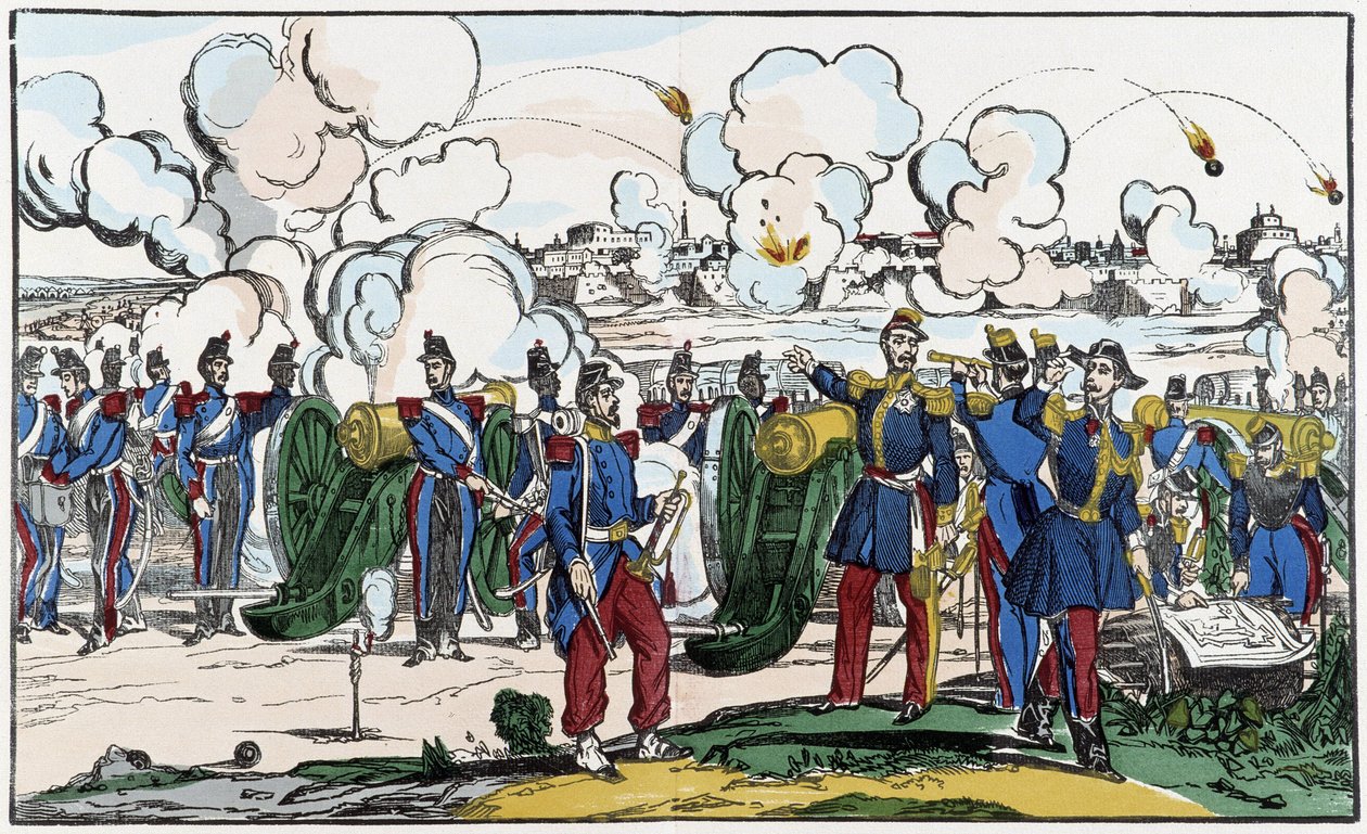 Französische Truppen belagern Rom zur Wiederherstellung der Macht des Papstes in Rom von French School
