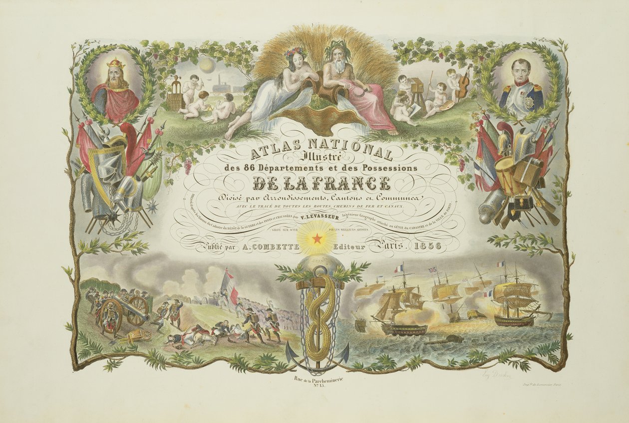 Frontispiz des Atlas Nacional Illustre des 86 Departments et des Possessions de la France, von Victor Levasseur 1856 von French School