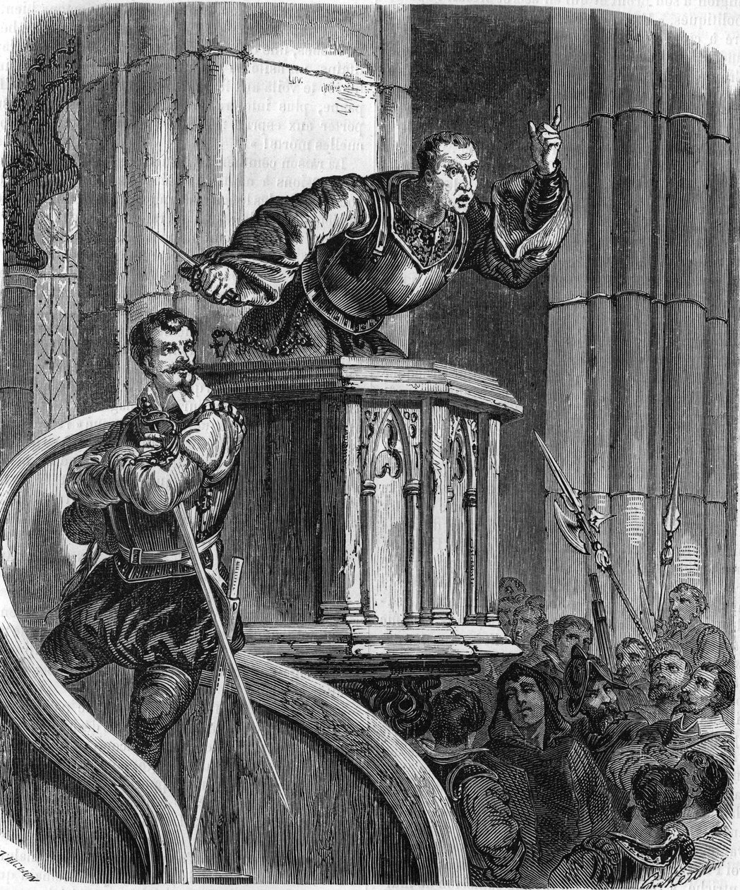 Garins in der Galerie. Er wird „König der Liga“ genannt und hielt oft unsinnige Reden. von French School