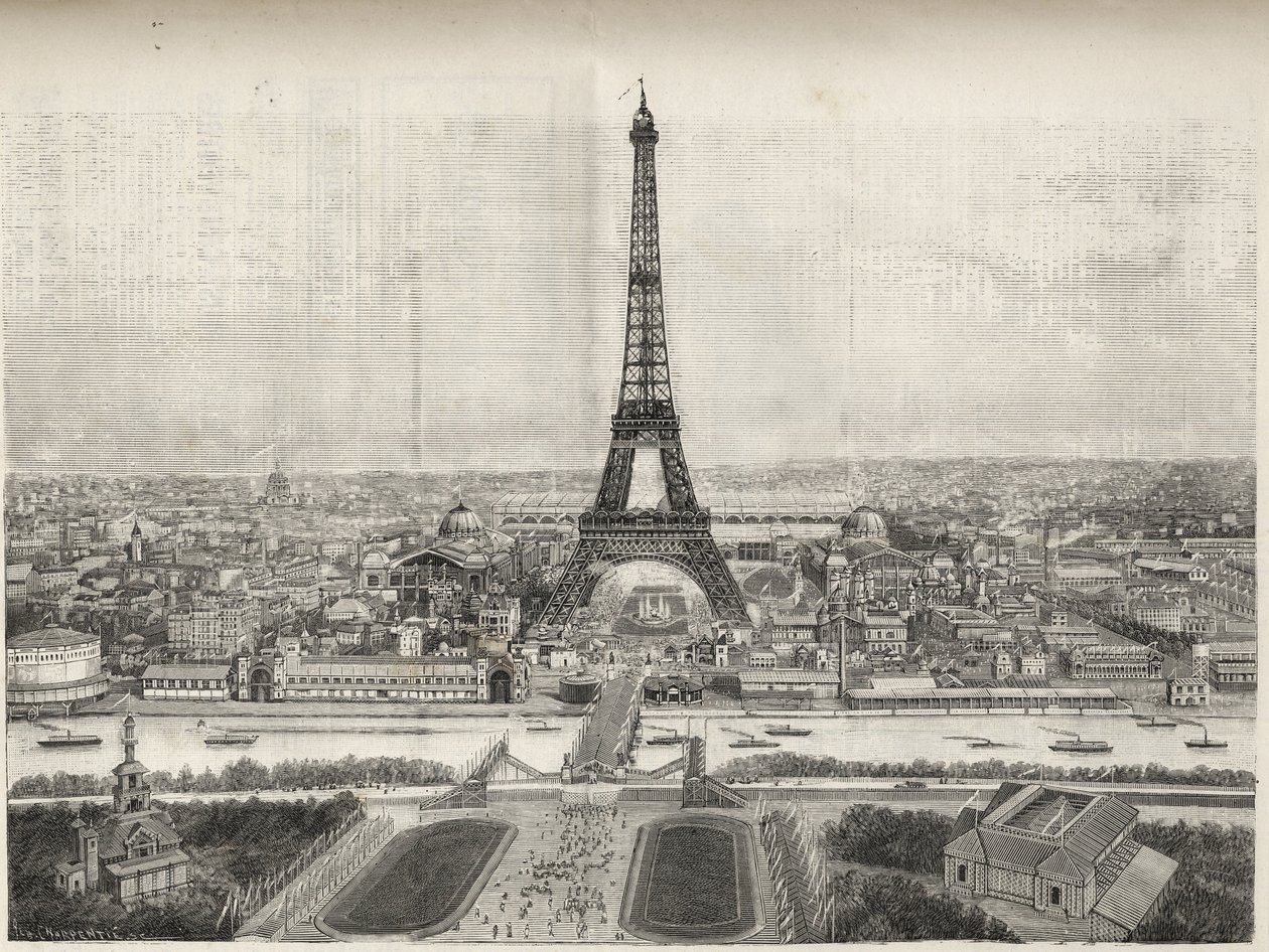 Gesamtansicht Der Weltausstellung In Paris 1889 Mit Dem Eiffelturm Vom 