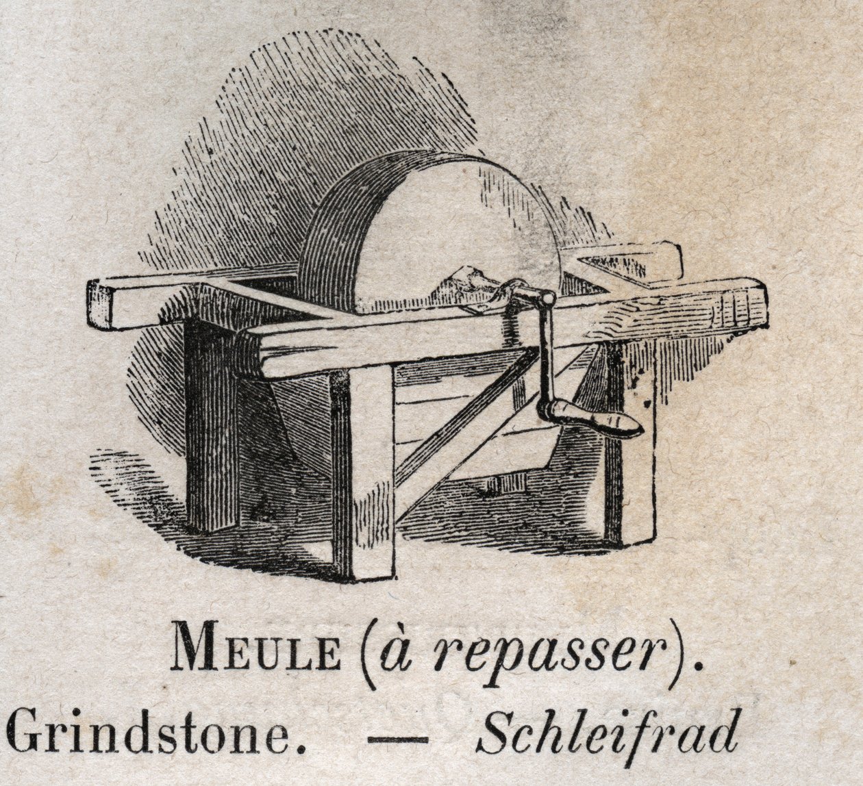 Schleifstein in „Das illustrierte Vokabular“ von Armand Le-Brun, 1890 von French School