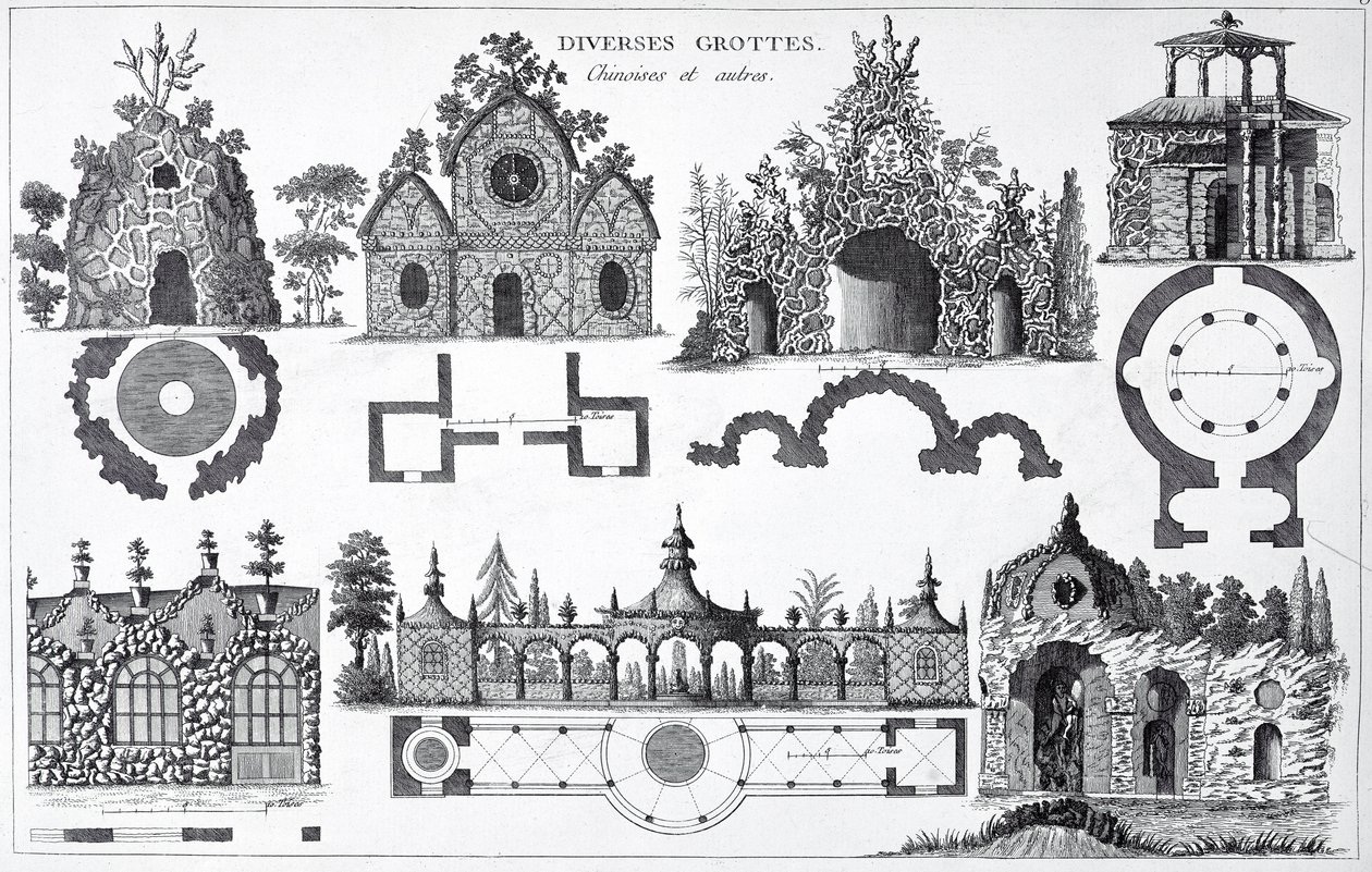 Grotto-Entwürfe aus Jardins Anglo-Chinois von George Louis Le Rouge, veröffentlicht 1775-78 von French School