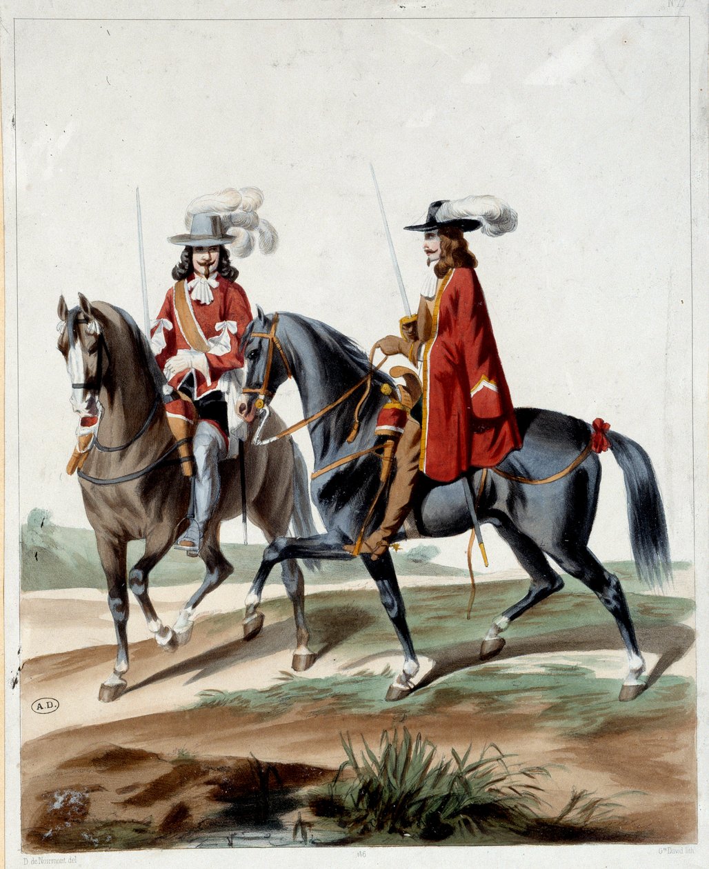 Wachen des Königs. Gravur von 1660. Paris, Decorative Arts von French School