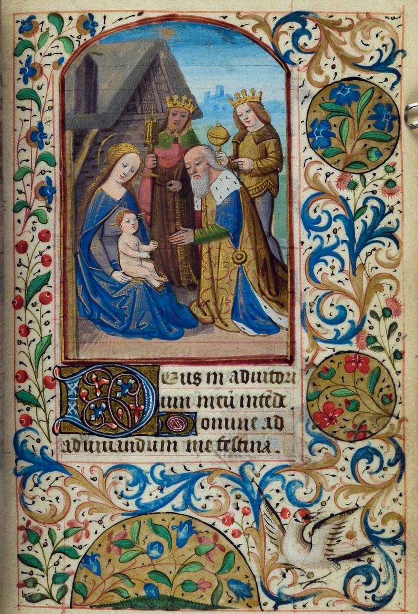 Anbetung der Könige, aus Stundenbuch, Gebrauch von Paris, Mitte des 15. Jahrhunderts von French School