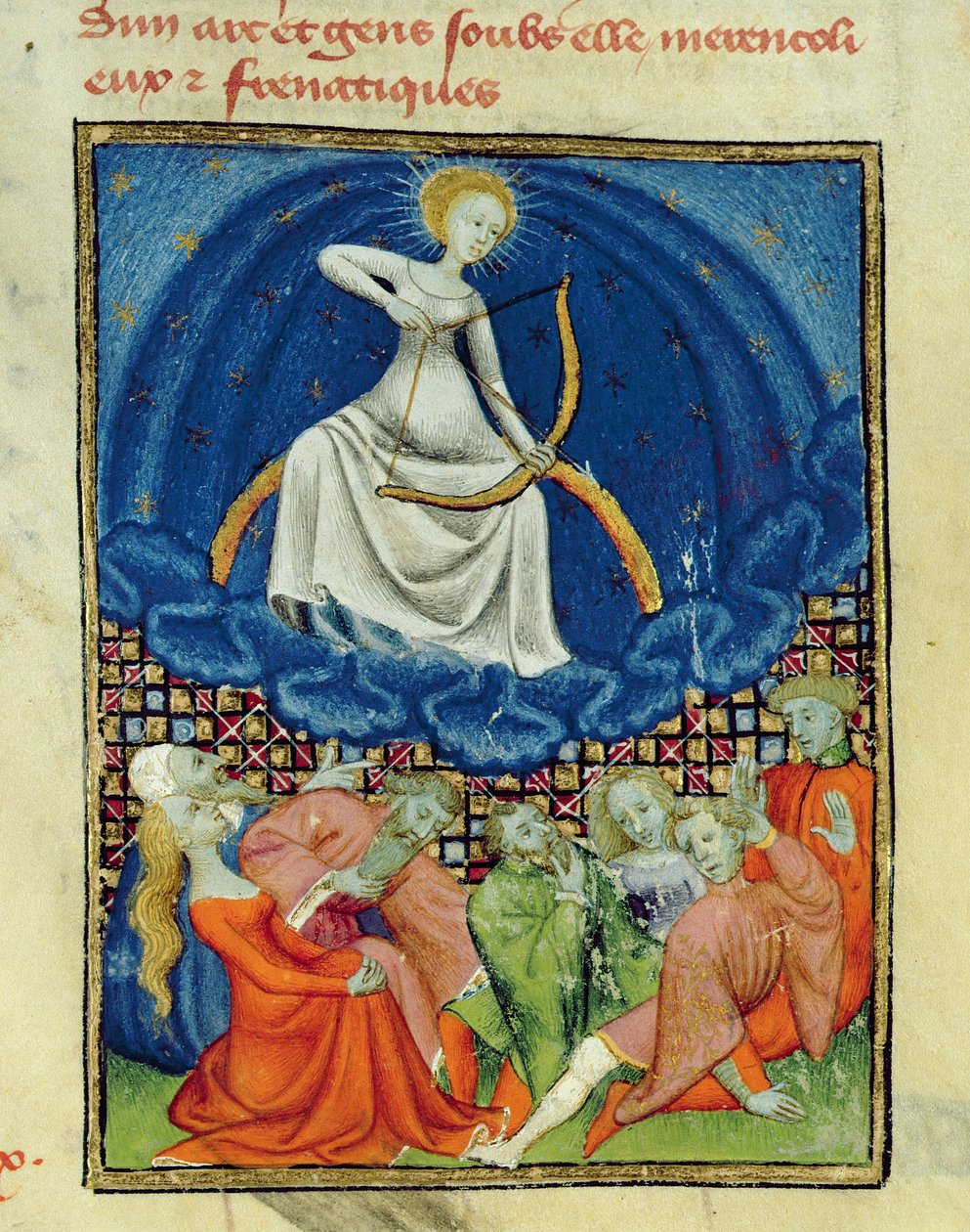 Diana und ihre Anhänger, Wahnsinnige (Mondanbeter), Pariser Kopie, ca. 1410-15 von French School