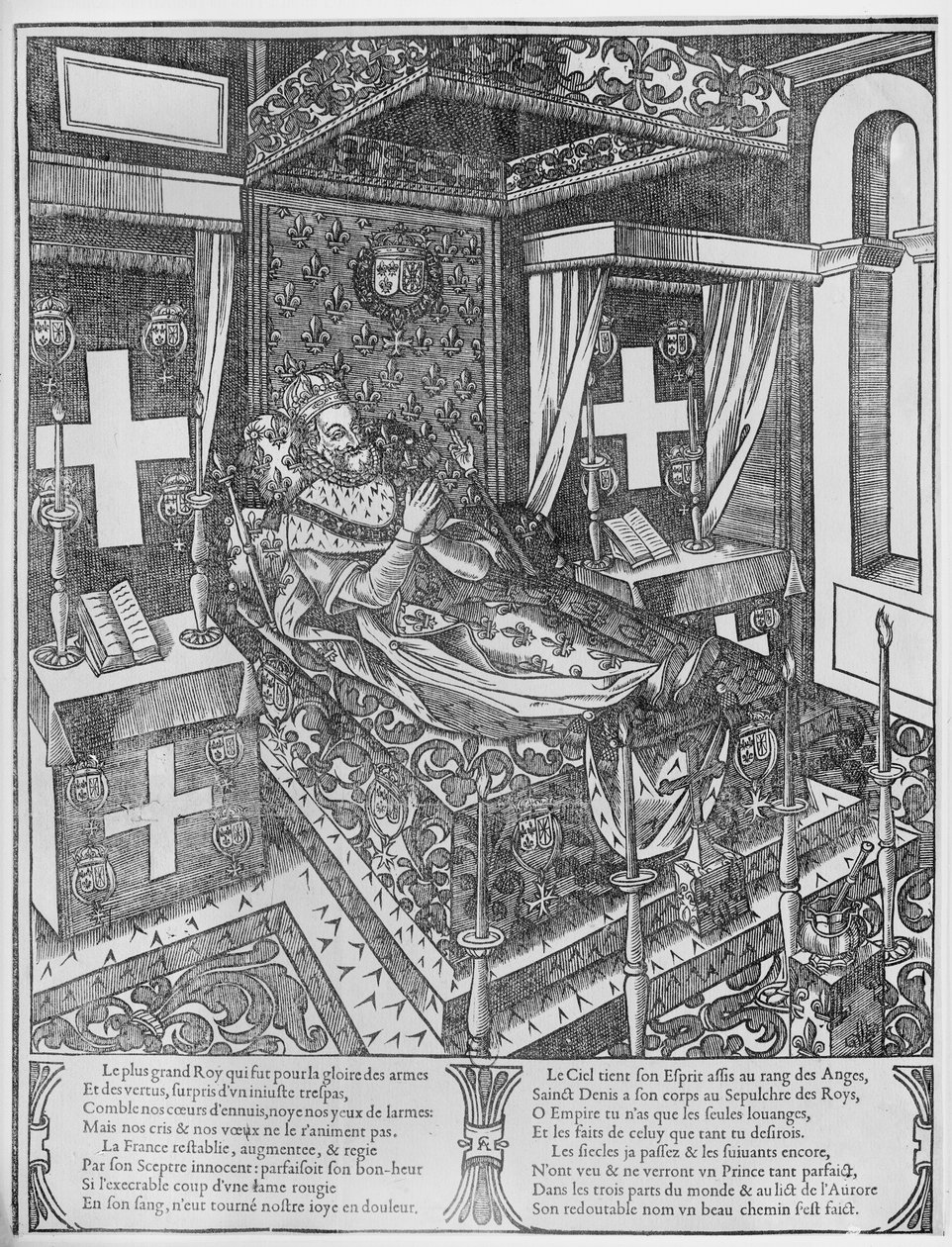 Henri IV auf seinem Sterbebett, 1610 von French School