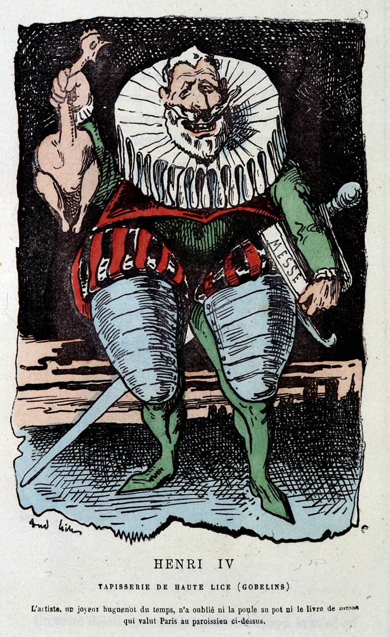 Henri IV (1553 - 1610) und das Huhn im Topf - in „Histoire de France Tintamarresque“ von Touchatout von French School