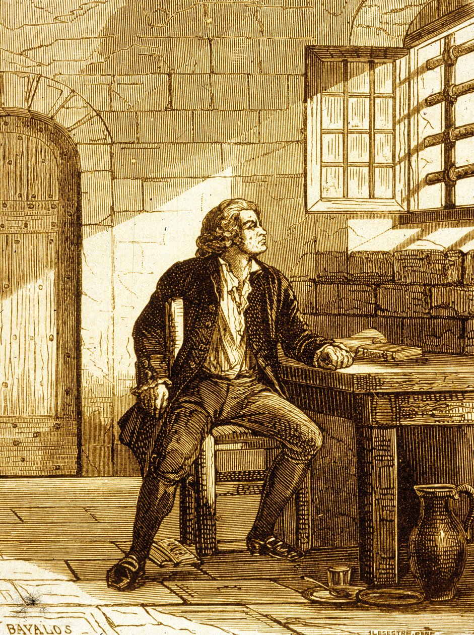 Honore-Gabriel Riquetti, Graf von Mirabeau im Fort de Joux im Jahr 1775 (Gravur) von French School
