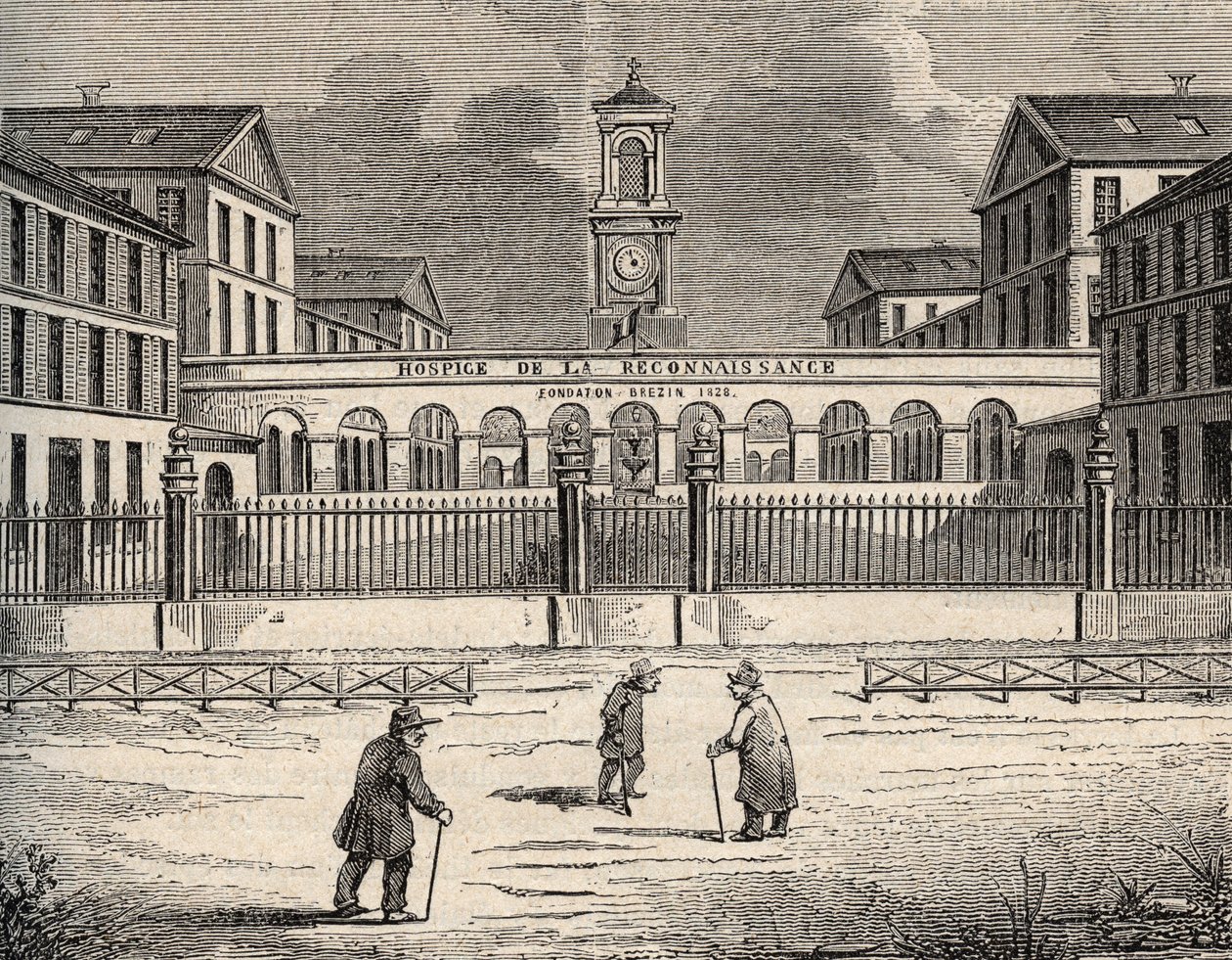 Hospiz der Dankbarkeit in Garches - Hauts-de-Seine - Gravur in „PATRIE - DESCRIPTION PICTURESQUE DE LA FRANCE EN 6 VOLUMES“ von Lucien Huard - Ende des 19. Jahrhunderts von French School