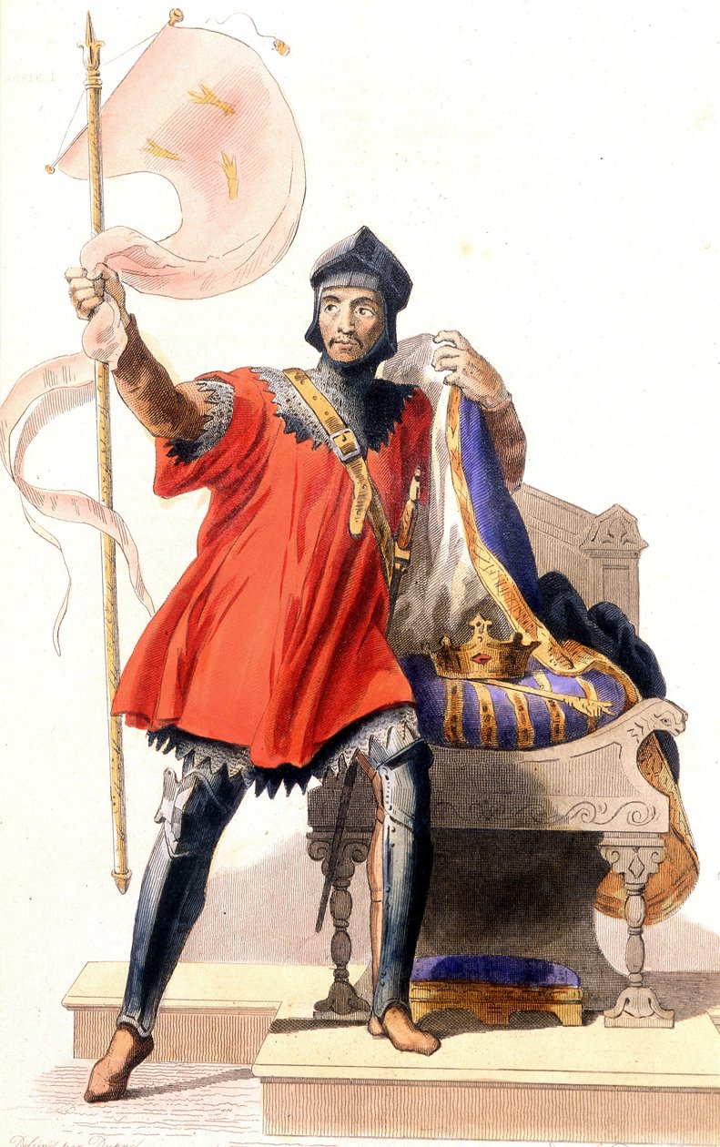 Hugues Capet und seine Fahne - in „Le Plutarque francais“, ed. Mennechet von French School