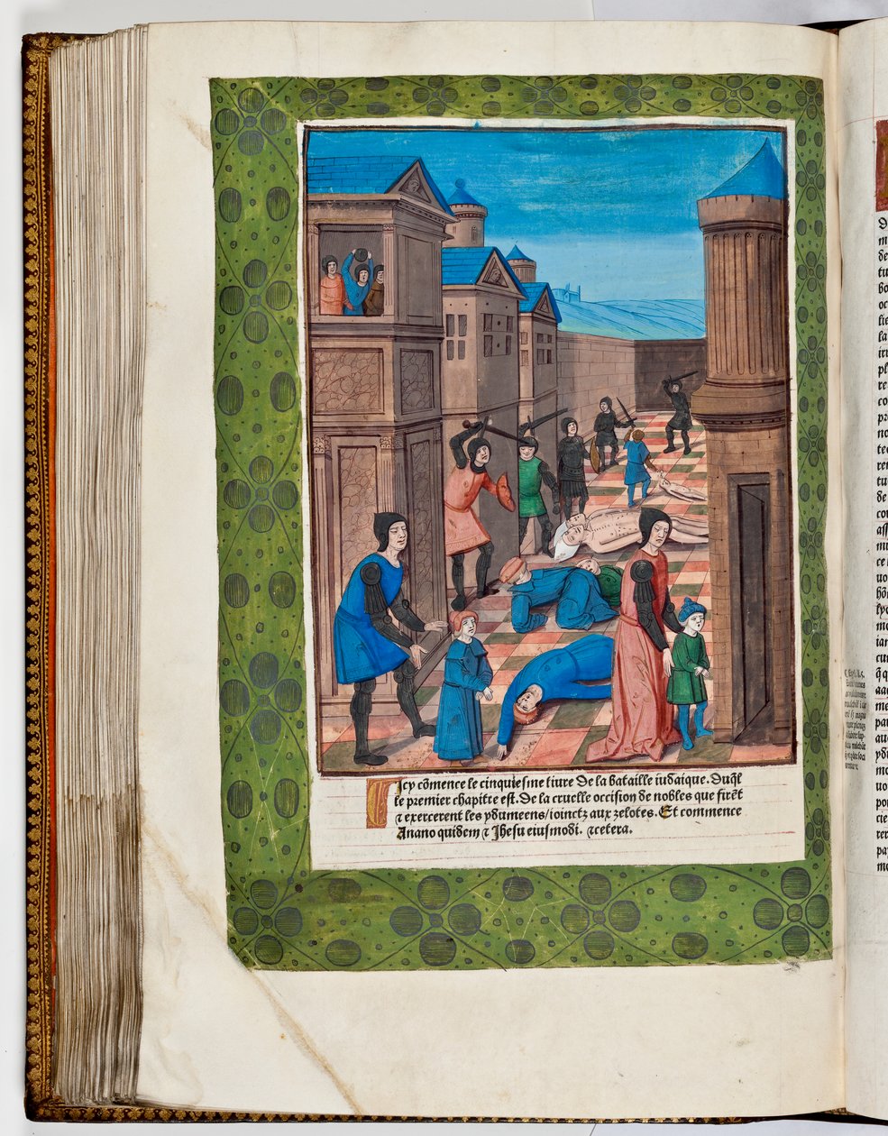Idumäer revoltieren gegen Rom und schlachten die Hohepriester Ananus und Jesus, 68 n. Chr. (handkolorierter Druck) von French School