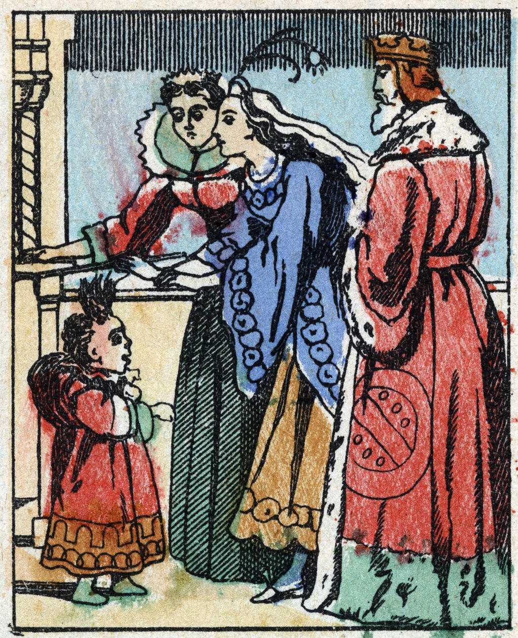 Illustration für „Riquet mit der Locke“, Märchen von Charles Perrault (1628-1703), französischer Schriftsteller. Holzstich von Imaging Pellerin - Epinal, sp. Ende des 19. Jahrhunderts. von French School