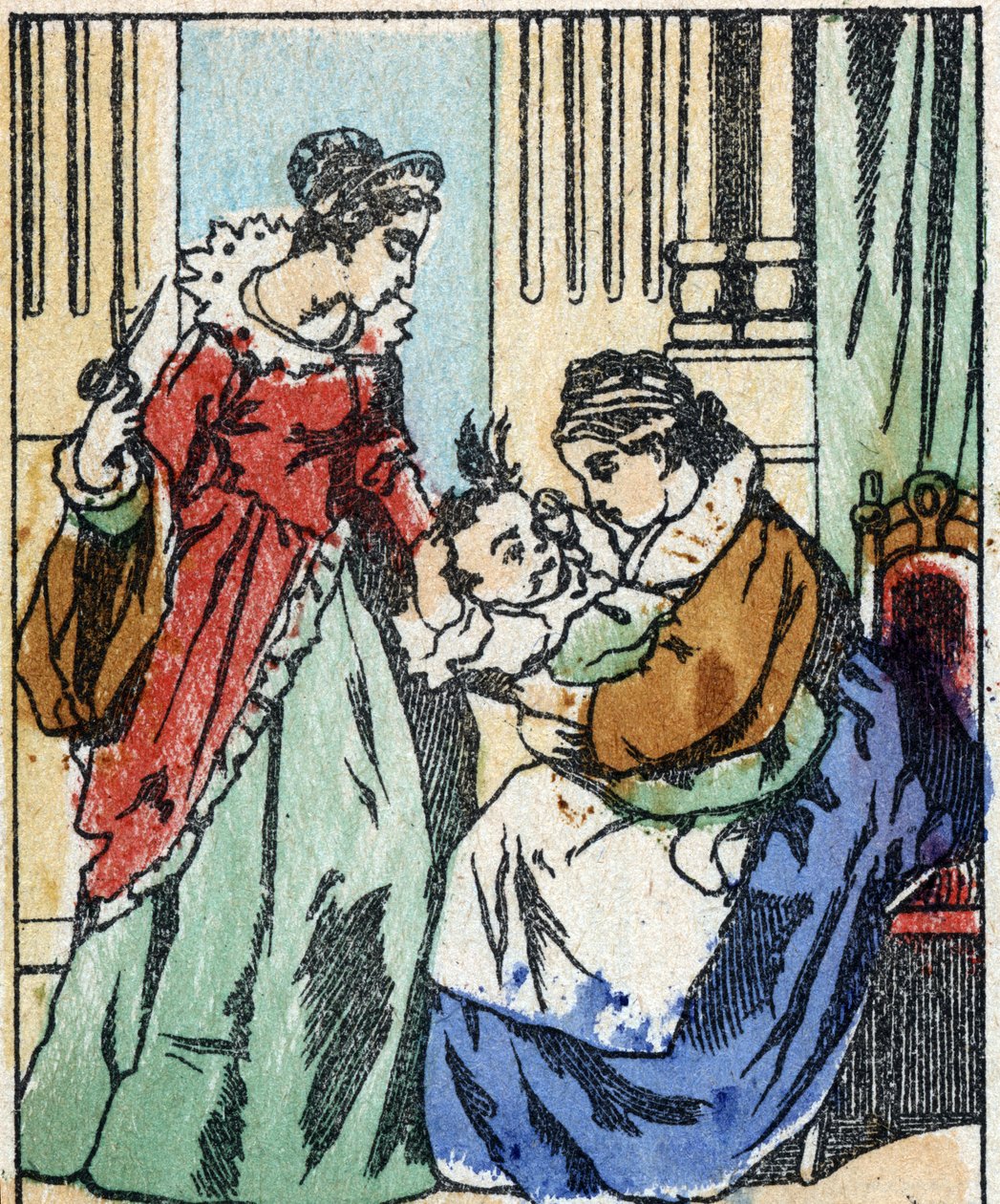 Illustration für „Riquet mit der Locke“, Märchen von Charles Perrault (1628-1703), französischer Schriftsteller. Holzstich von Imaging Pellerin - Epinal, sp. Ende des 19. Jahrhunderts. von French School