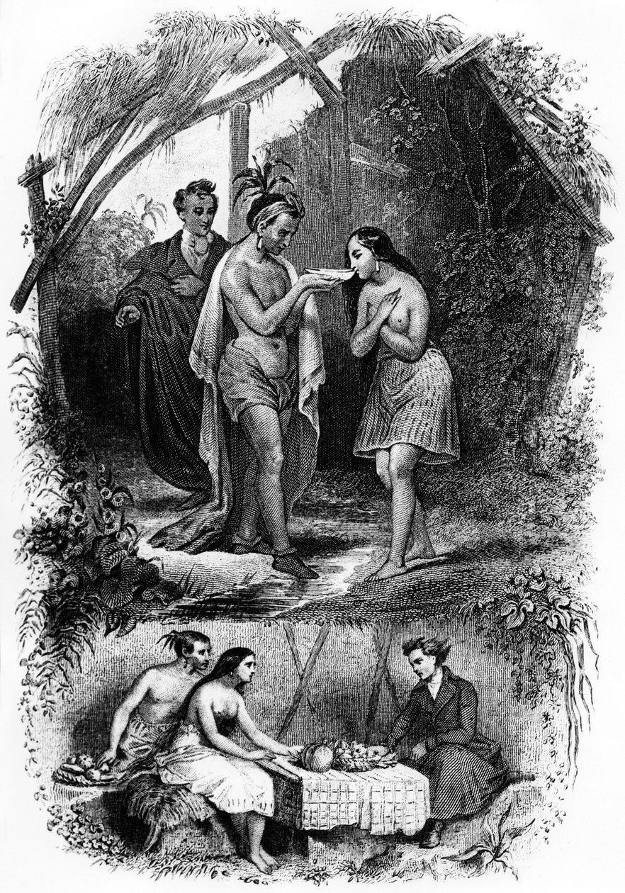 Illustration des Romans "Les Natchez" von Francois Rene de Chateaubriand von French School