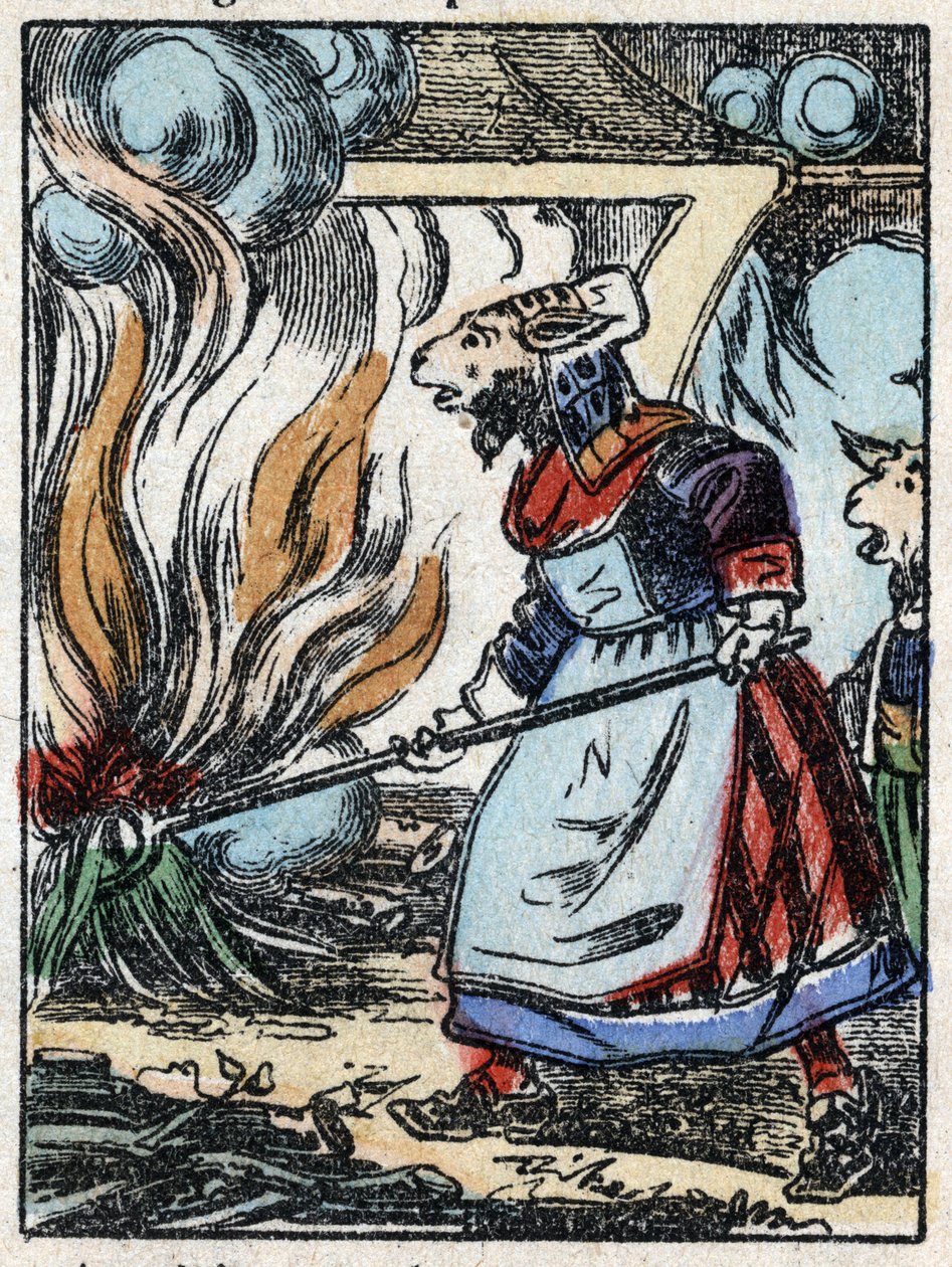 Illustration zu dem Märchen „Der Wolf, die Ziege und die sieben Geißlein“. Holzstich von Imaging Pellerin - Epinal, sd. Ende des 19. Jahrhunderts. von French School