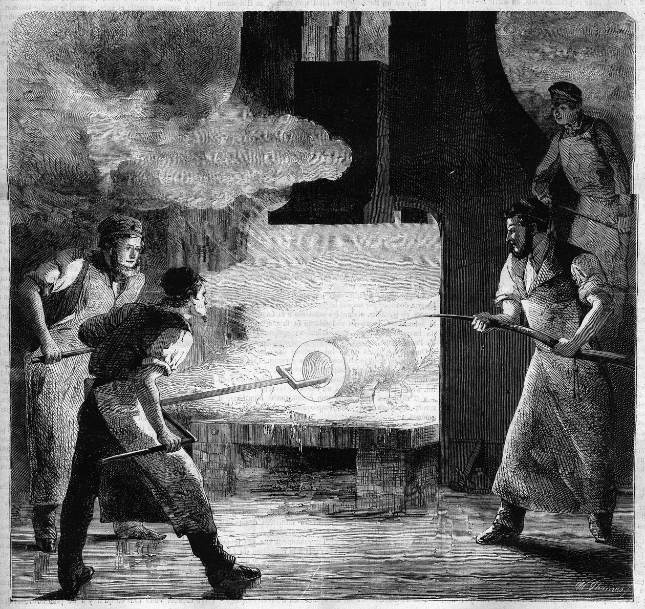 Kaiserliche Gießerei von Douai, Herstellung eines Stahlrohrs. Gravur von French School