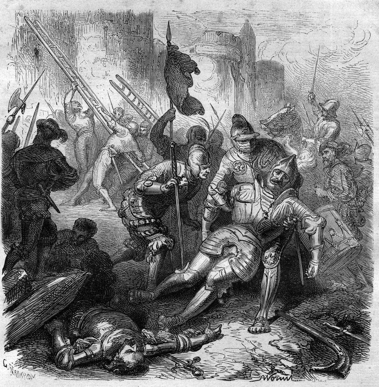 Schlacht gegen Heinrich IV. des Heiligen Römischen Reiches am 14. Oktober von French School