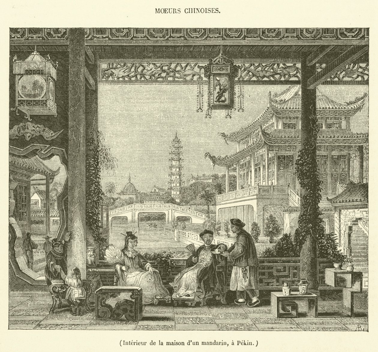 Innenansicht des Hauses eines Mandarins in Peking von French School