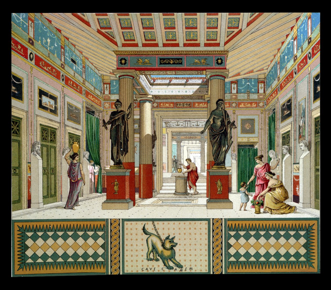 Innenraum eines Hauses in Pompeji, ca. 1880 von French School