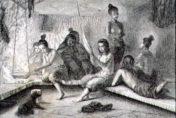 Innenansicht einer Eskimohütte in den 1860er Jahren von French School