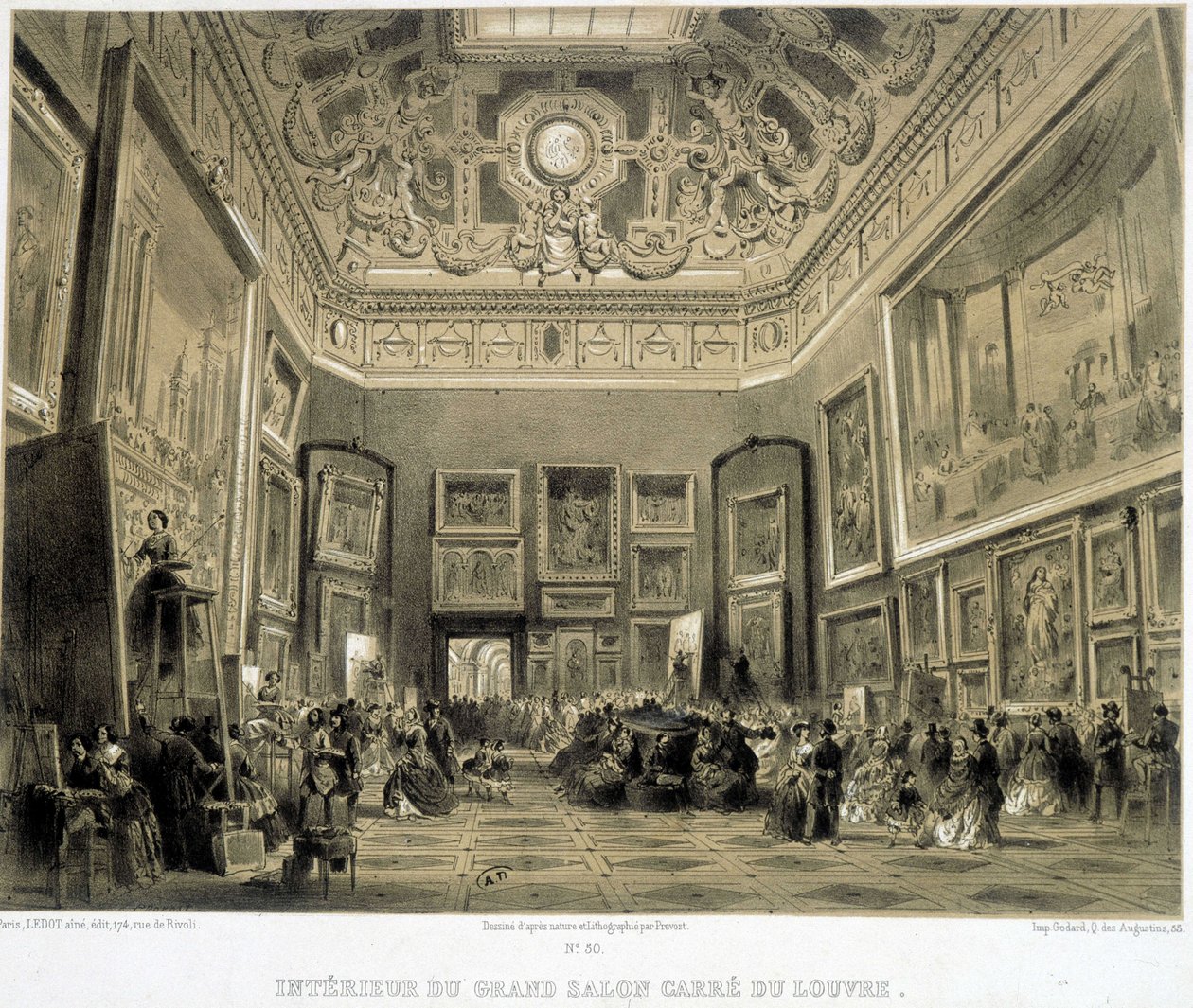 Innenansicht des Grand Salon Carré du Louvre von French School