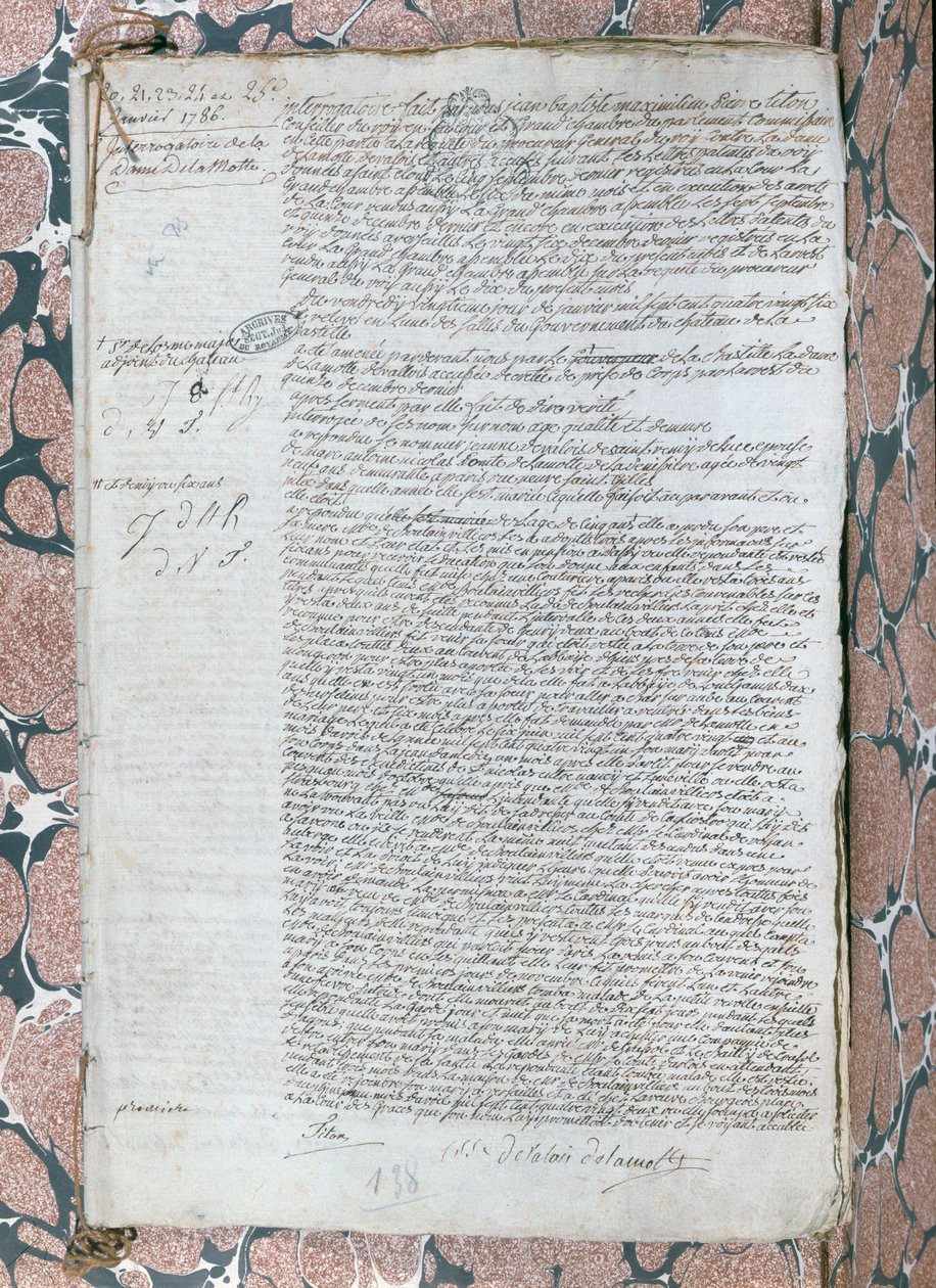 Verhör von Jeanne de Valois-Saint-Remy, Gräfin de La Motte (1756-91), Januar 1785 von French School