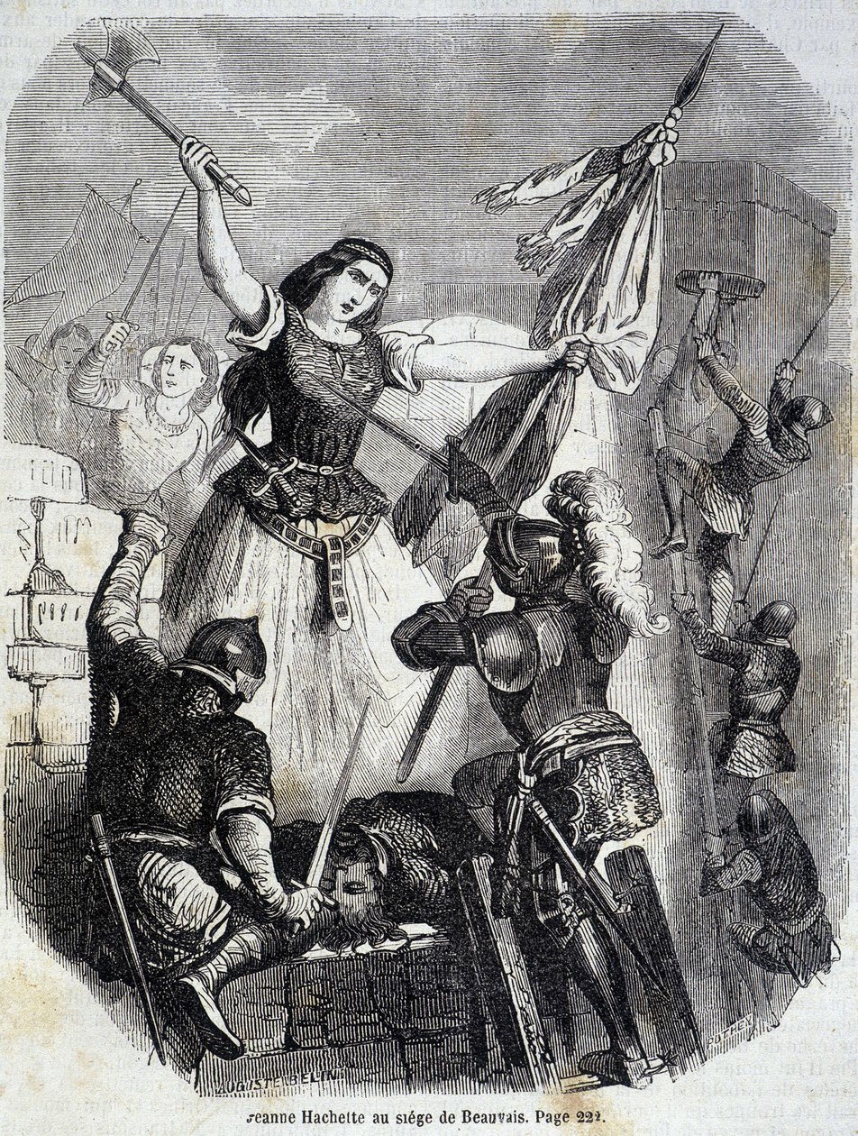 Jeanne Hachette in Beauvais im Jahr 1472 - in „Histoire de France“ von L.-P. Anquetil von French School