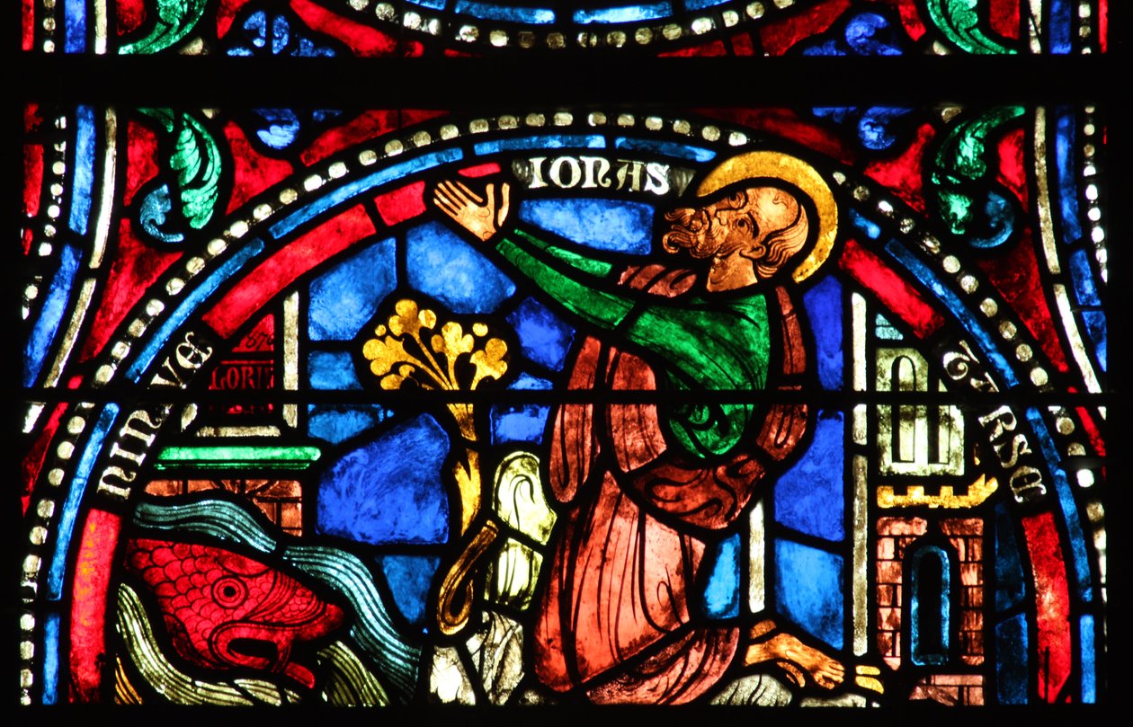Jonas betritt die Stadt Tarsus und Ninive (modernes Panel) von French School