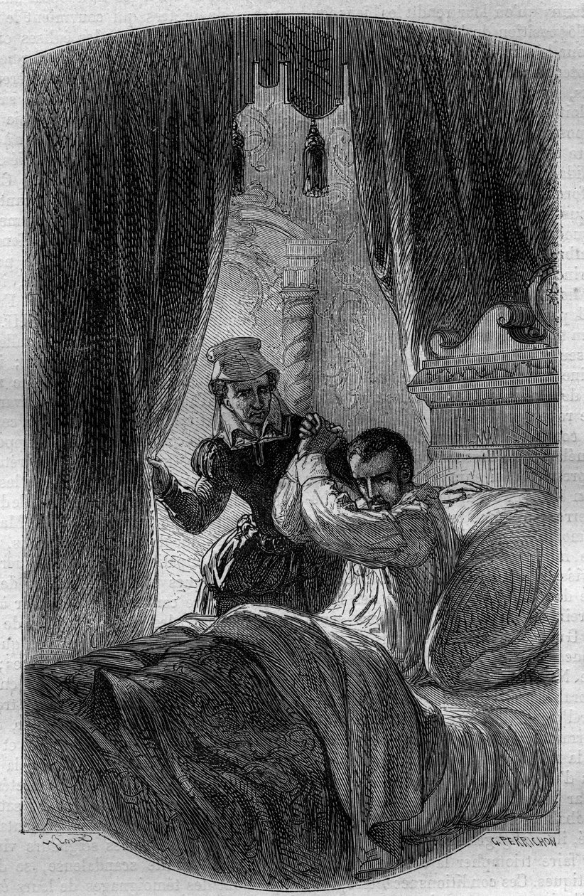 König Karl IX. von Frankreich (1550-1574) auf seinem Sterbebett um den 30. Mai von French School