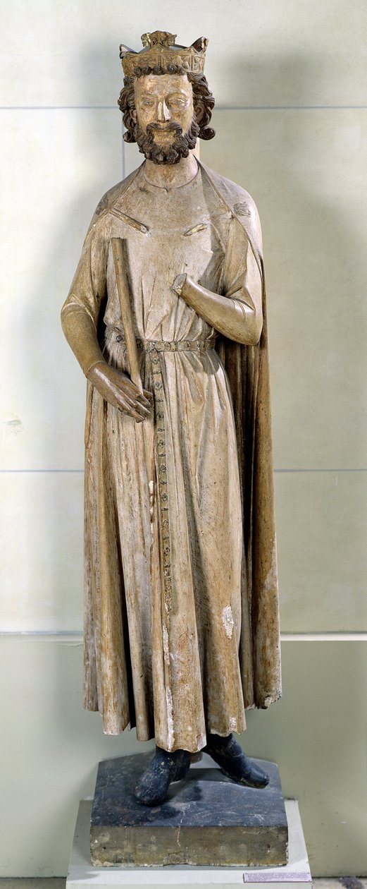 König Childebert I (497-558) aus der Abtei Saint-Germain-des-Prés, ca. 1239-44 (Kalkstein) von French School